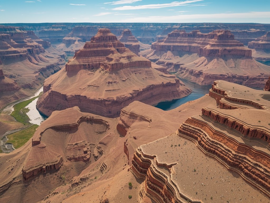 A breathtaking aerial view of the Grand Canyon with a