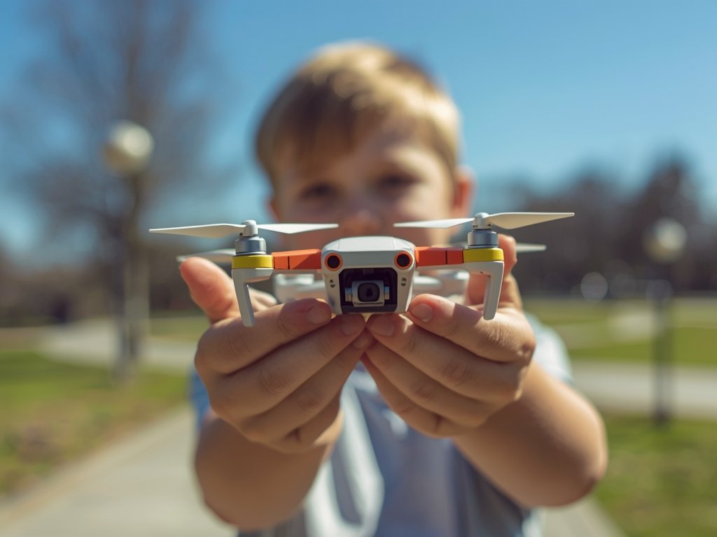 A close-up of a child's hands gently holding a small,