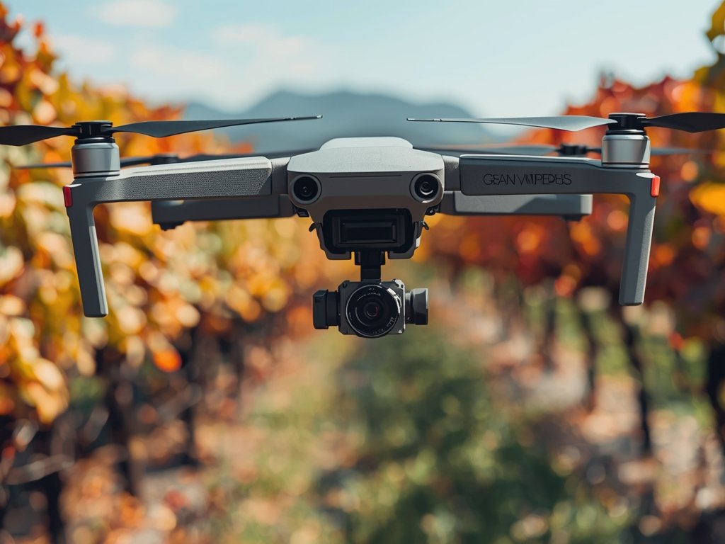A close-up of a drone equipped with a multispectral camera,