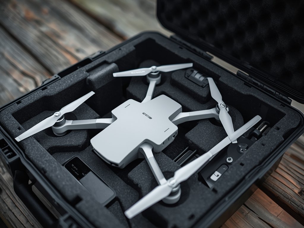 A close-up of a Drone-in-a-Box system, showing the drone inside