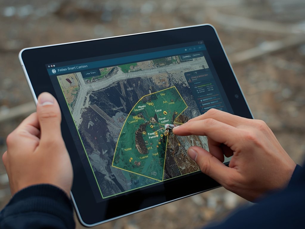 A close-up of a drone operator analyzing high-resolution images of