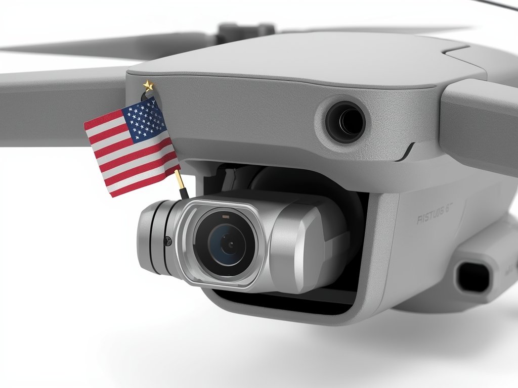 A close-up of a drone's camera, showcasing its compact design,