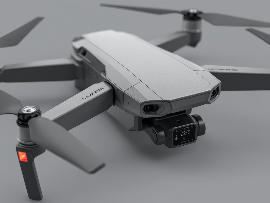 A close-up of a drone’s compact design, highlighting its foldable