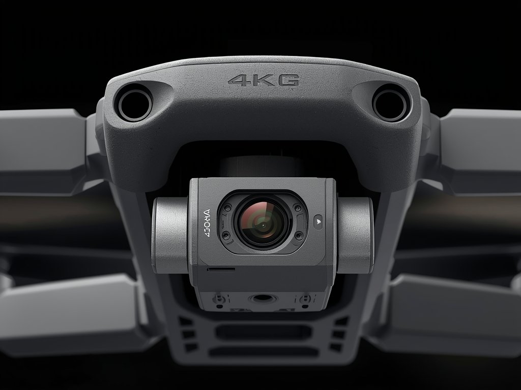 A close-up of a foldable drone’s 4K camera with stabilization