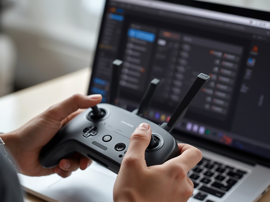 A close-up of a pilot’s hands binding a remote controller