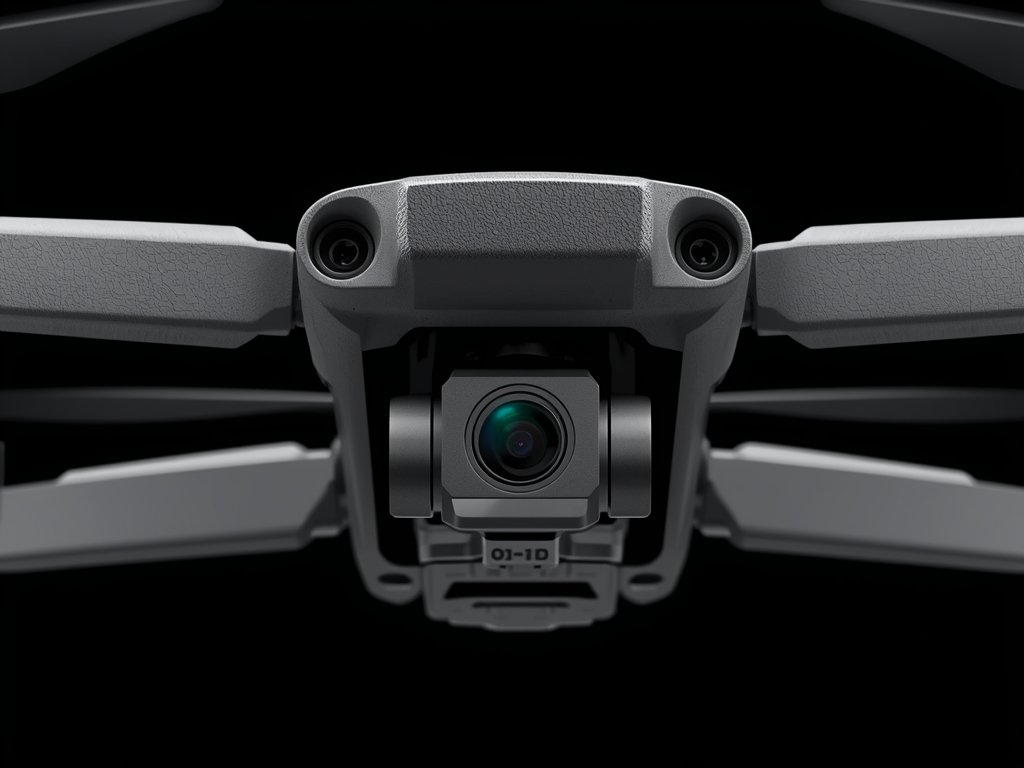 A close-up shot of a high-end drone with a camera,