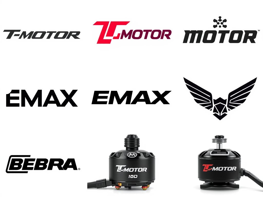 A collage of logos from leading FPV drone motor brands,