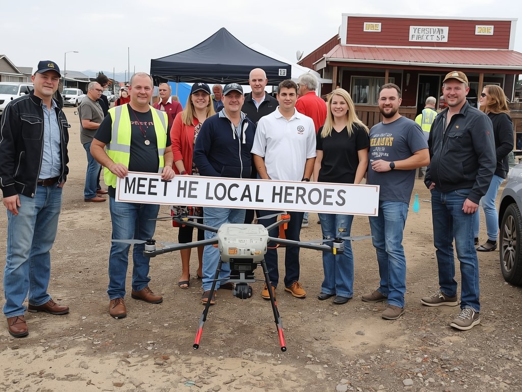 A community event in a small town where locals are