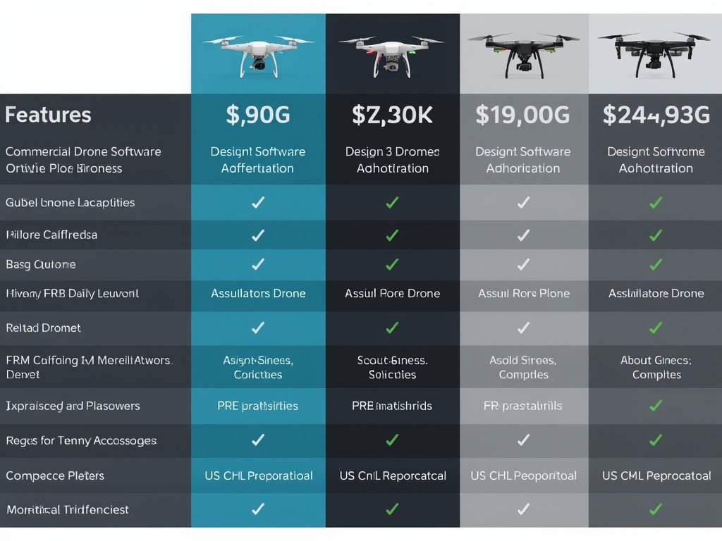 A comparison chart showcasing different commercial drone software platforms, with