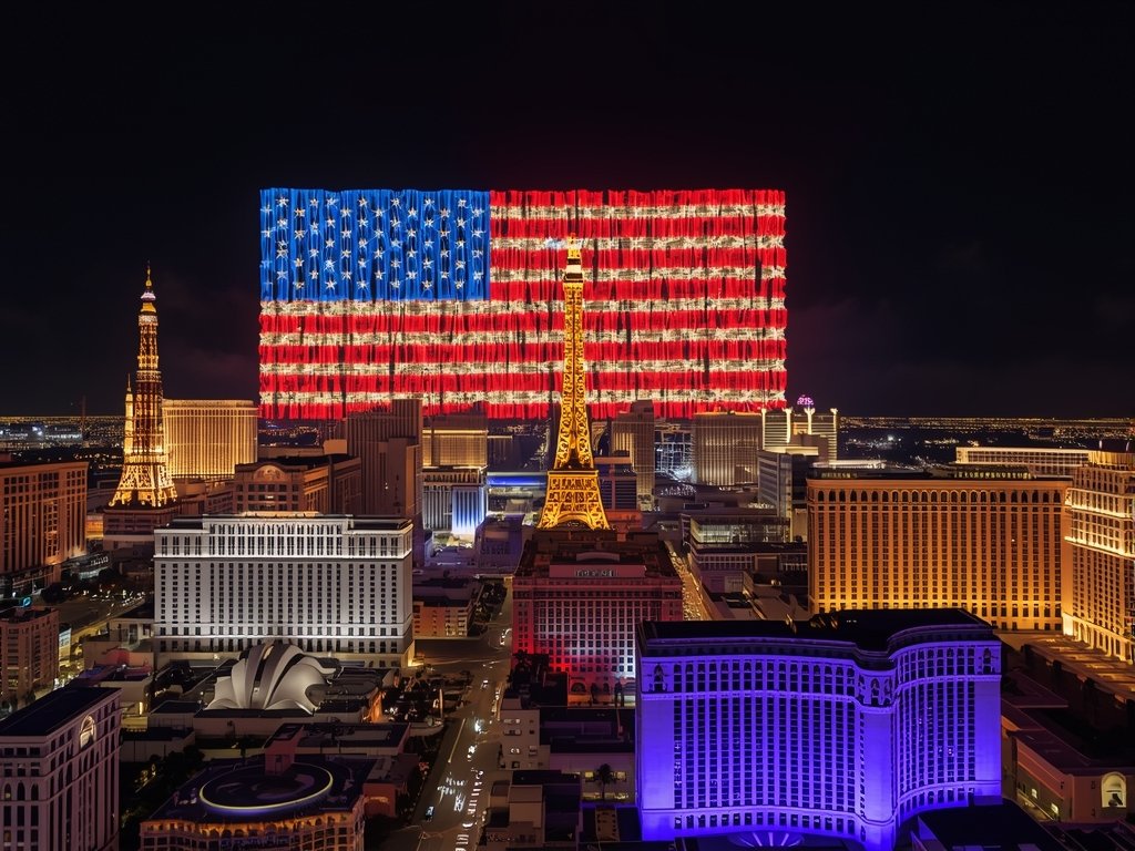 A dazzling drone light show over the Las Vegas Strip,