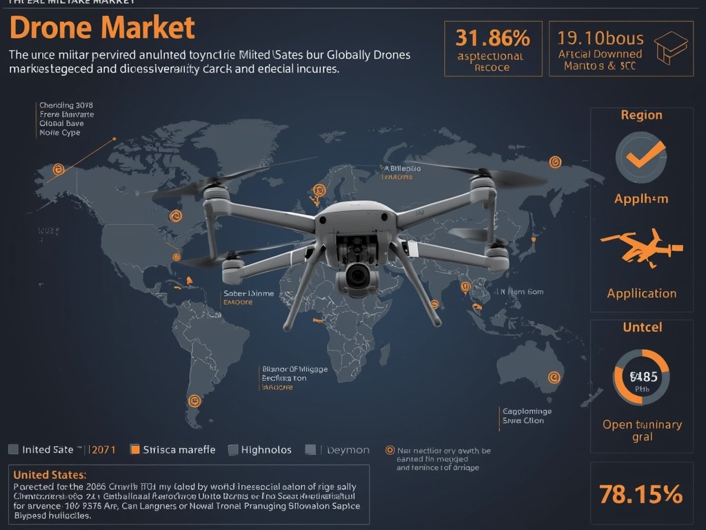 A detailed, data-driven infographic showcasing the global military drone market