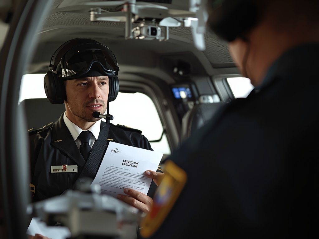 A dramatic image of a drone pilot receiving a citation