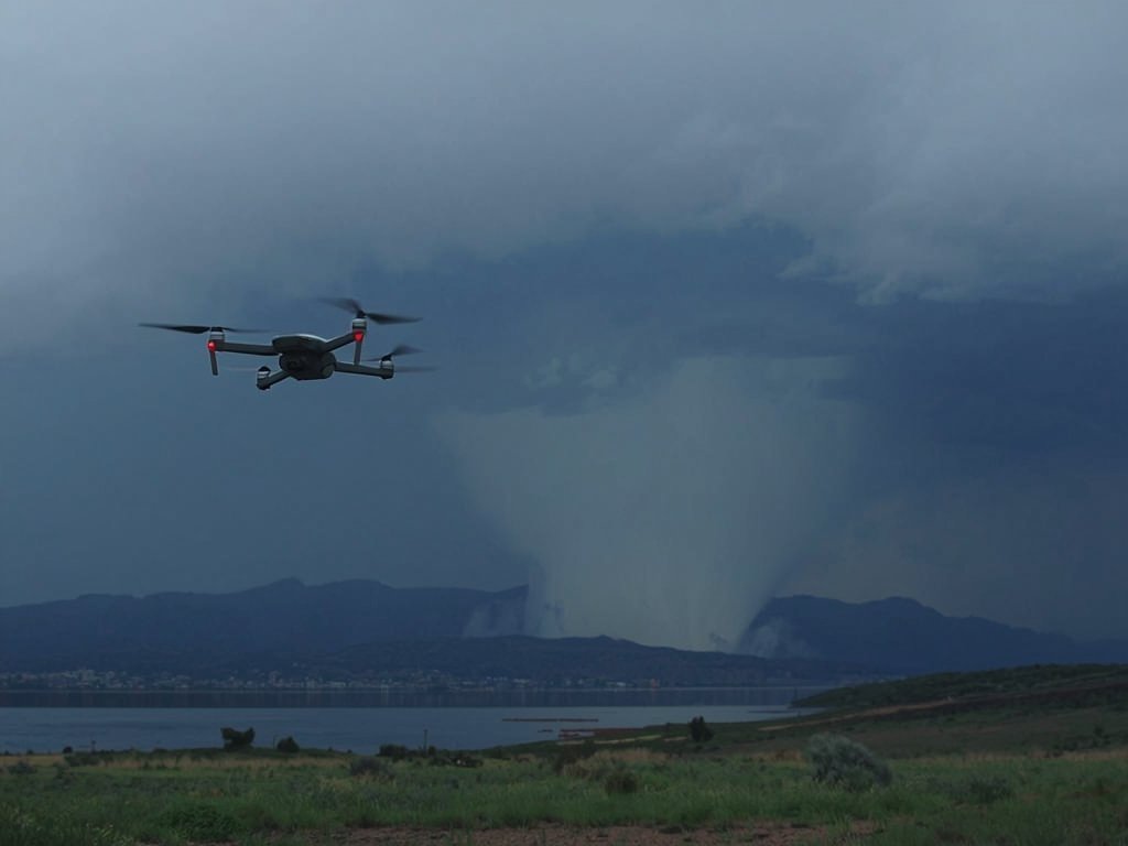 A dramatic thunderstorm rolling in over the Rocky Mountains, with