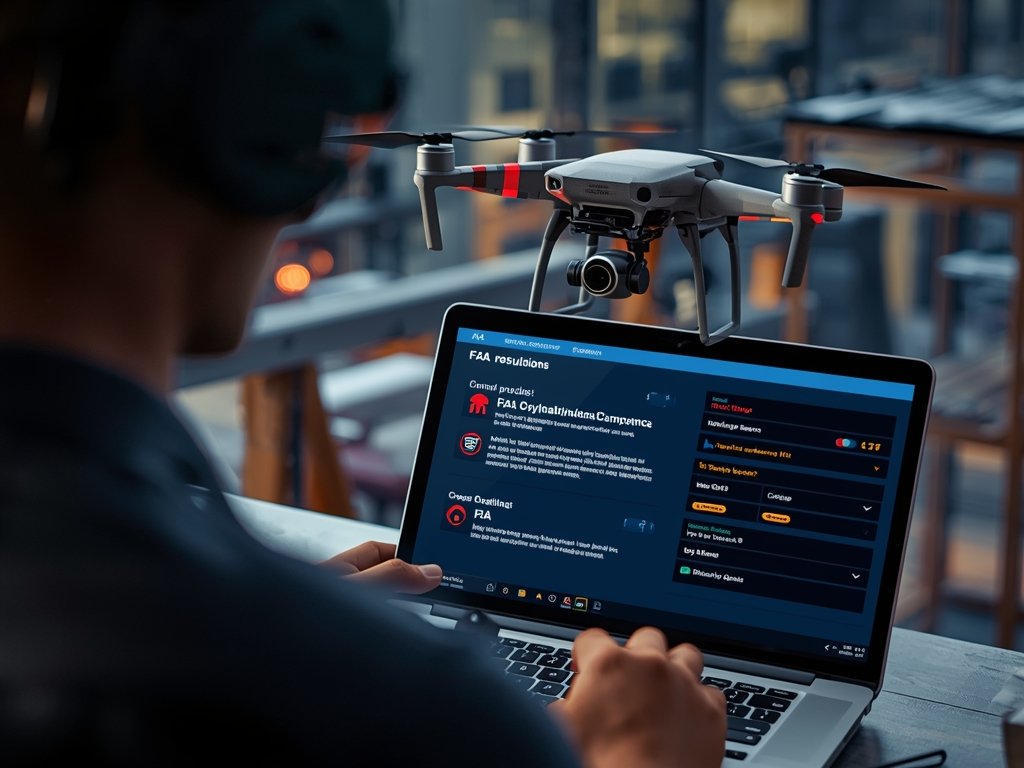 A drone pilot operating a drone in a controlled environment,