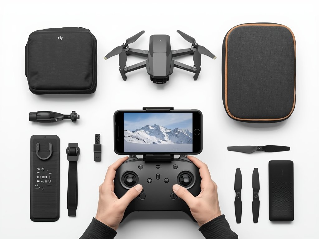 A drone pilot using a portable monitor and remote controller