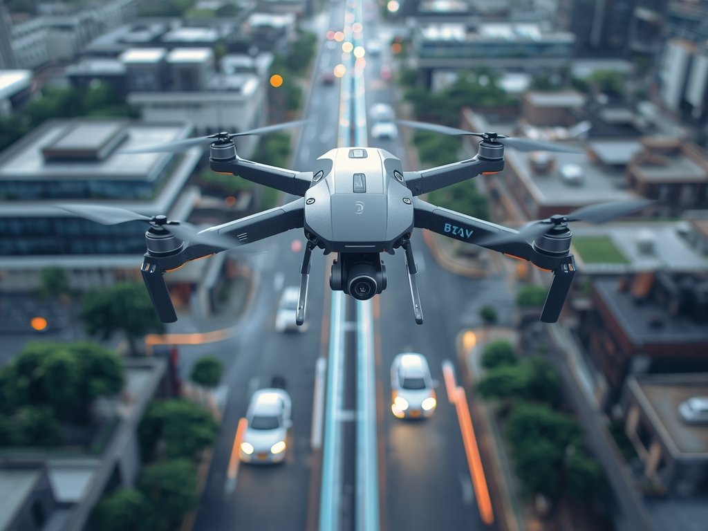 A futuristic concept image of a drone with advanced sensors