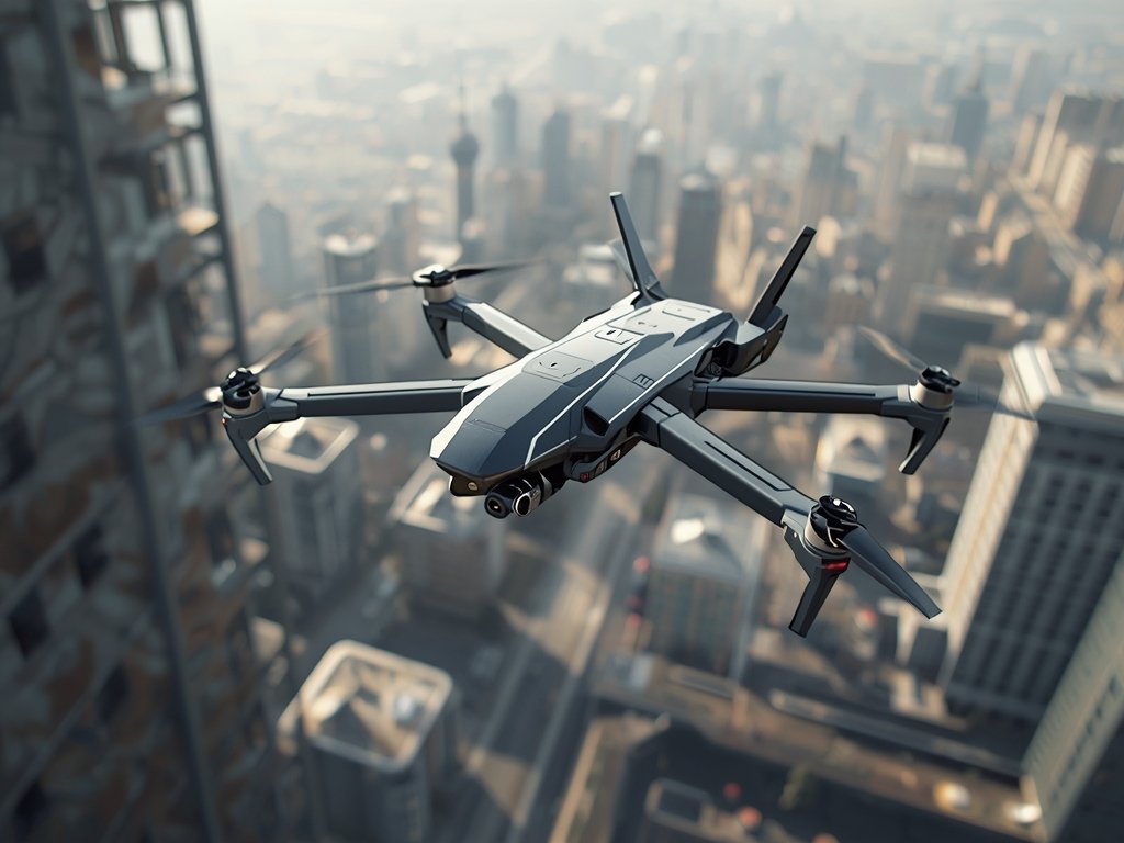 A futuristic, photorealistic concept image of a next-generation military drone