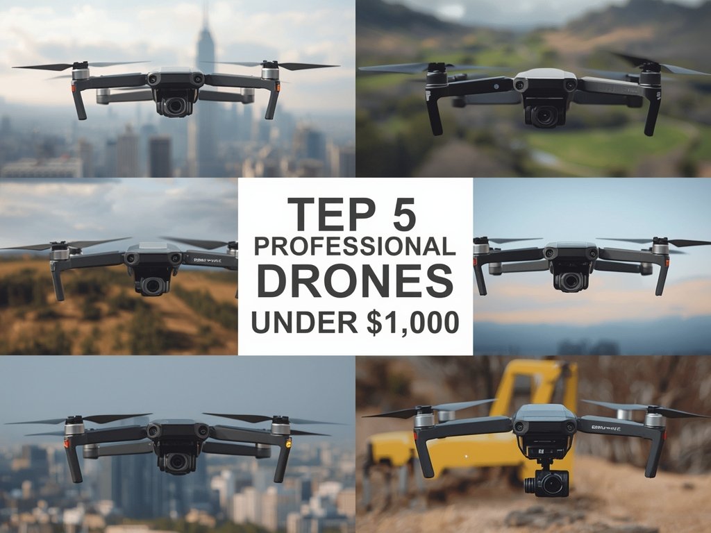 A grid layout showcasing the top 5 professional drones under