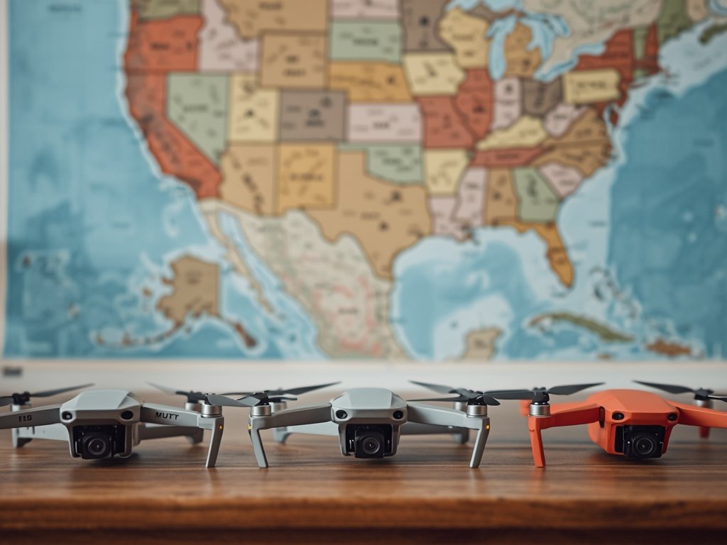 A grid showcasing five different budget 4K drones, each with