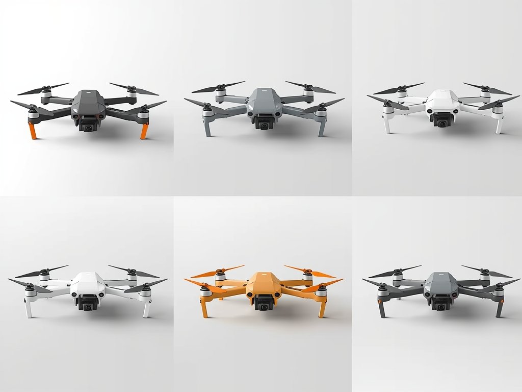 A grid showcasing five different lightweight drones, each with a