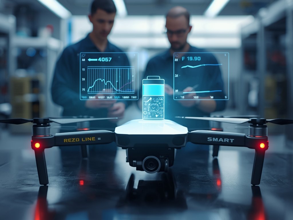 A high-tech laboratory setting with engineers working on a sleek,