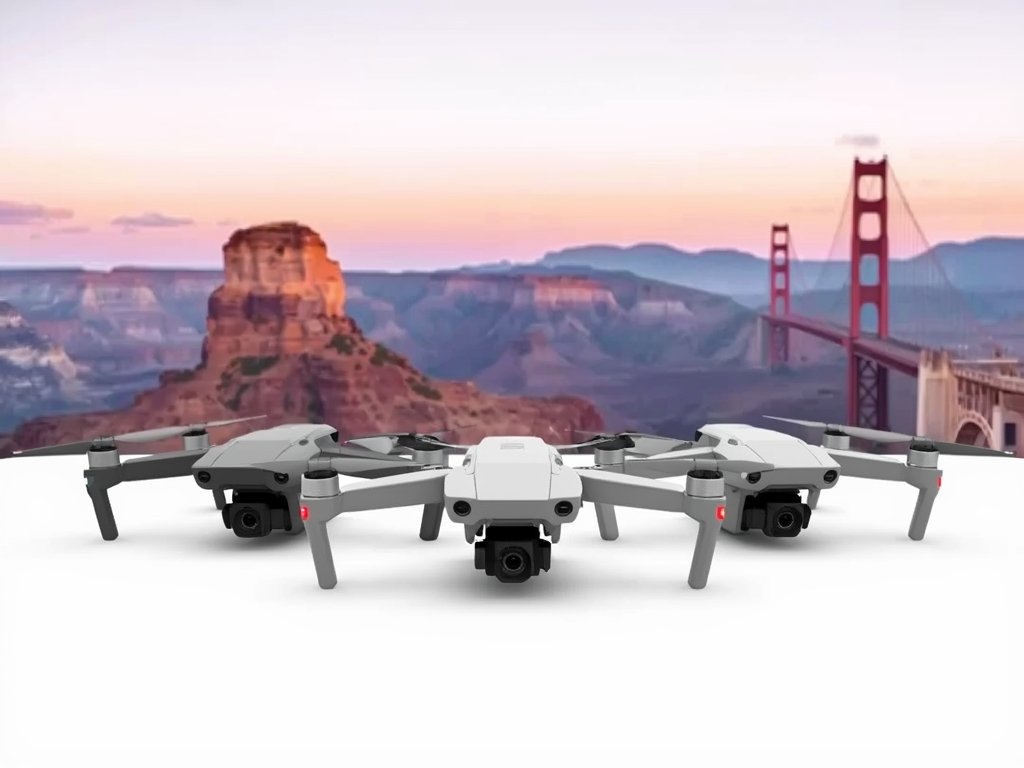 A lineup of three drones, each with unique designs and