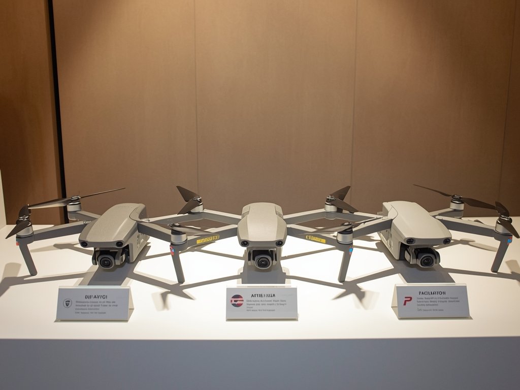 A lineup of three popular security drones (DJI Mavic 3,