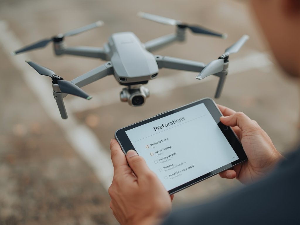 A person setting up a drone for flight, with a