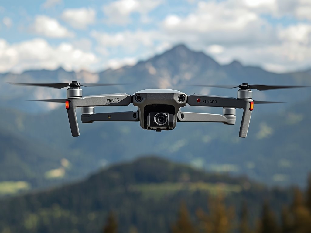 A photorealistic image of a drone equipped with a high-resolution