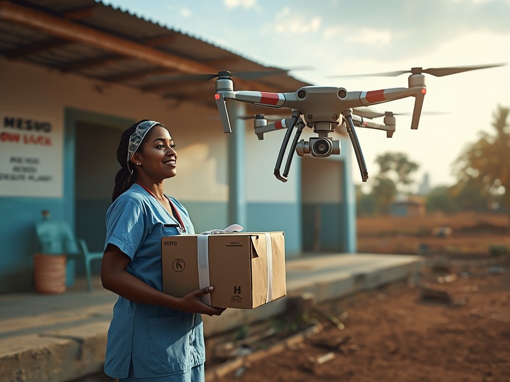 A photorealistic image of a healthcare worker receiving a medical