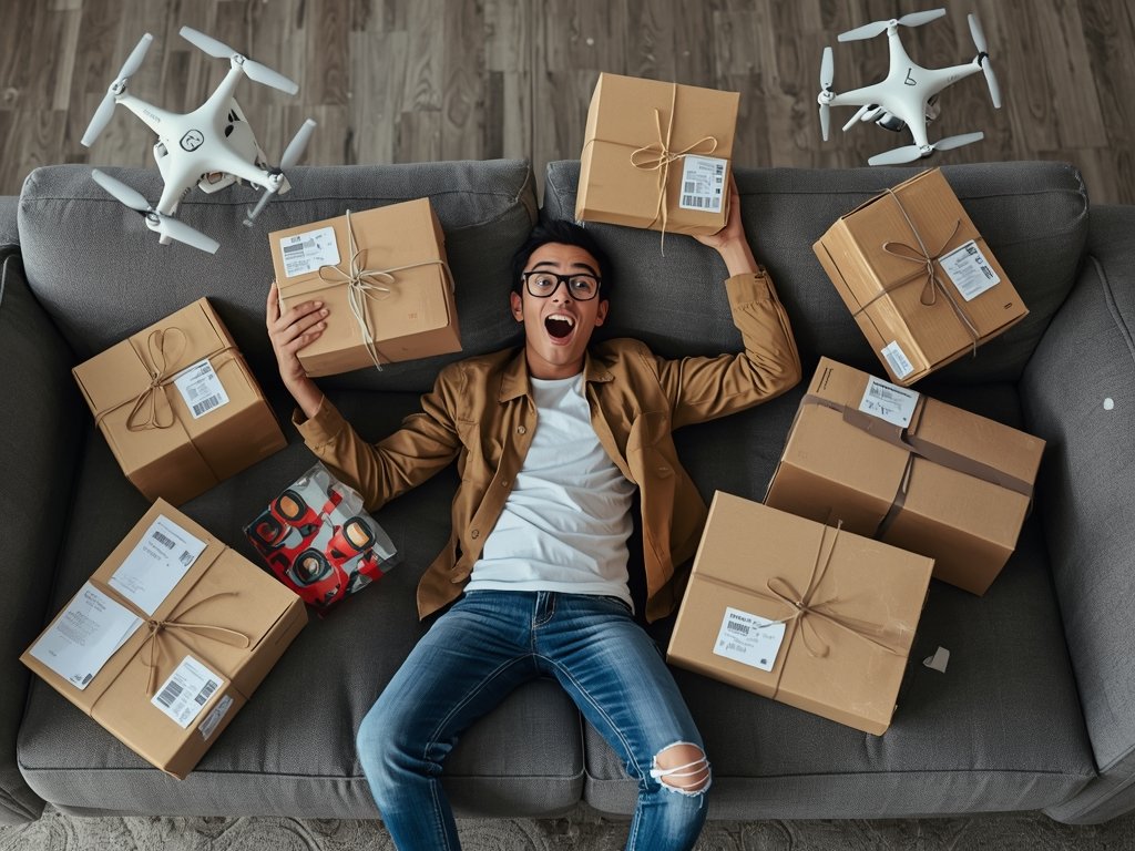A photorealistic image of a person sitting on a couch,