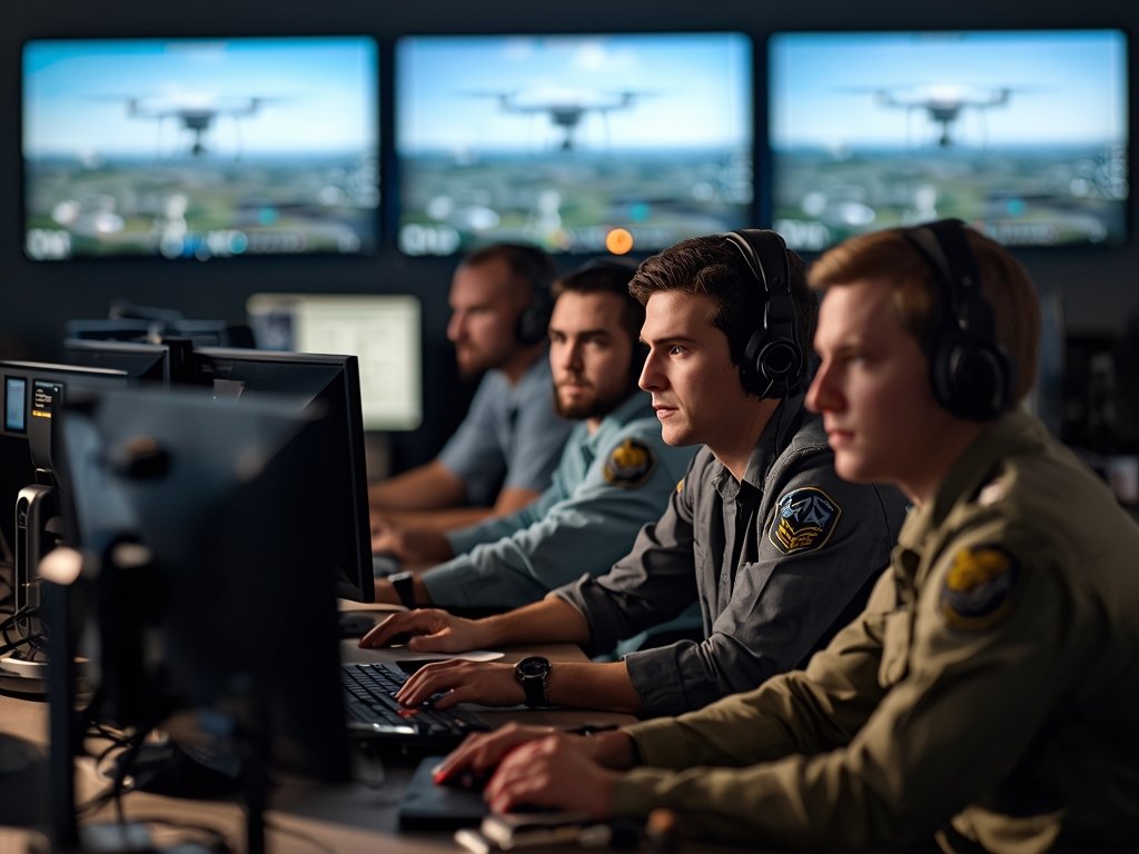 A portrait of a diverse team of drone pilots and