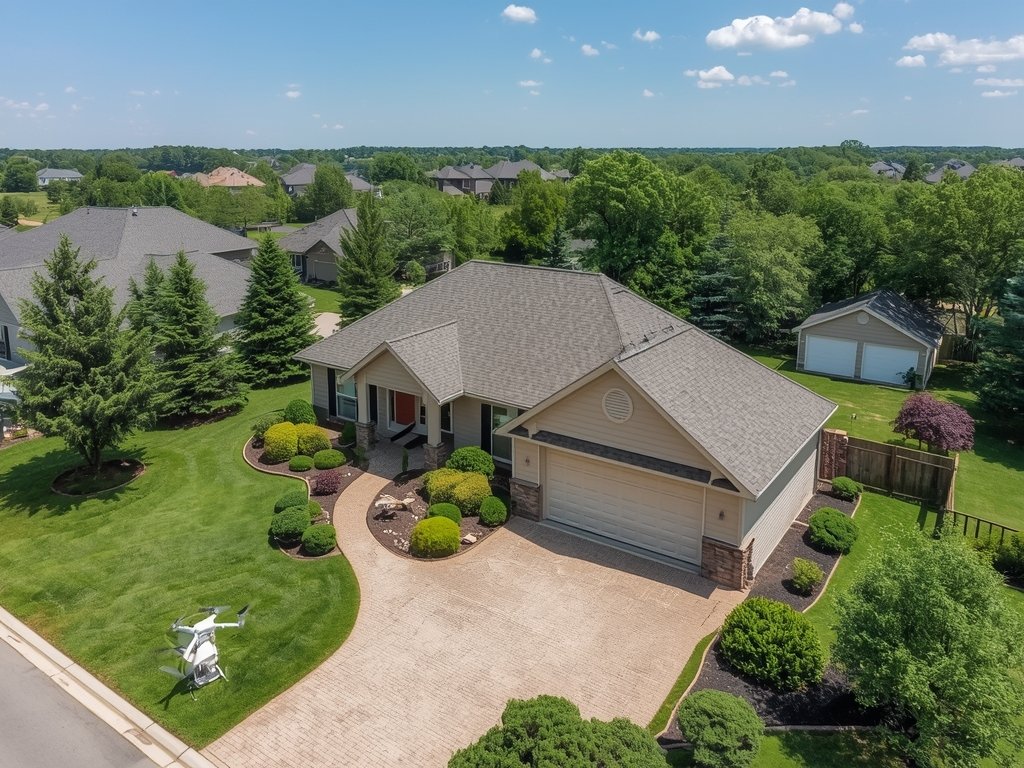 A real estate agent using a drone to capture a