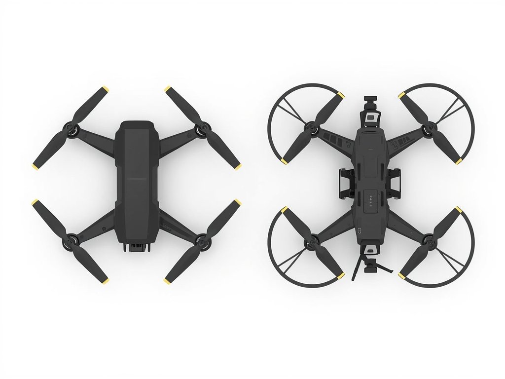 A side-by-side comparison of a beginner FPV drone and a