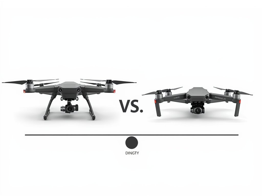 A side-by-side comparison of a bulky, traditional drone and a