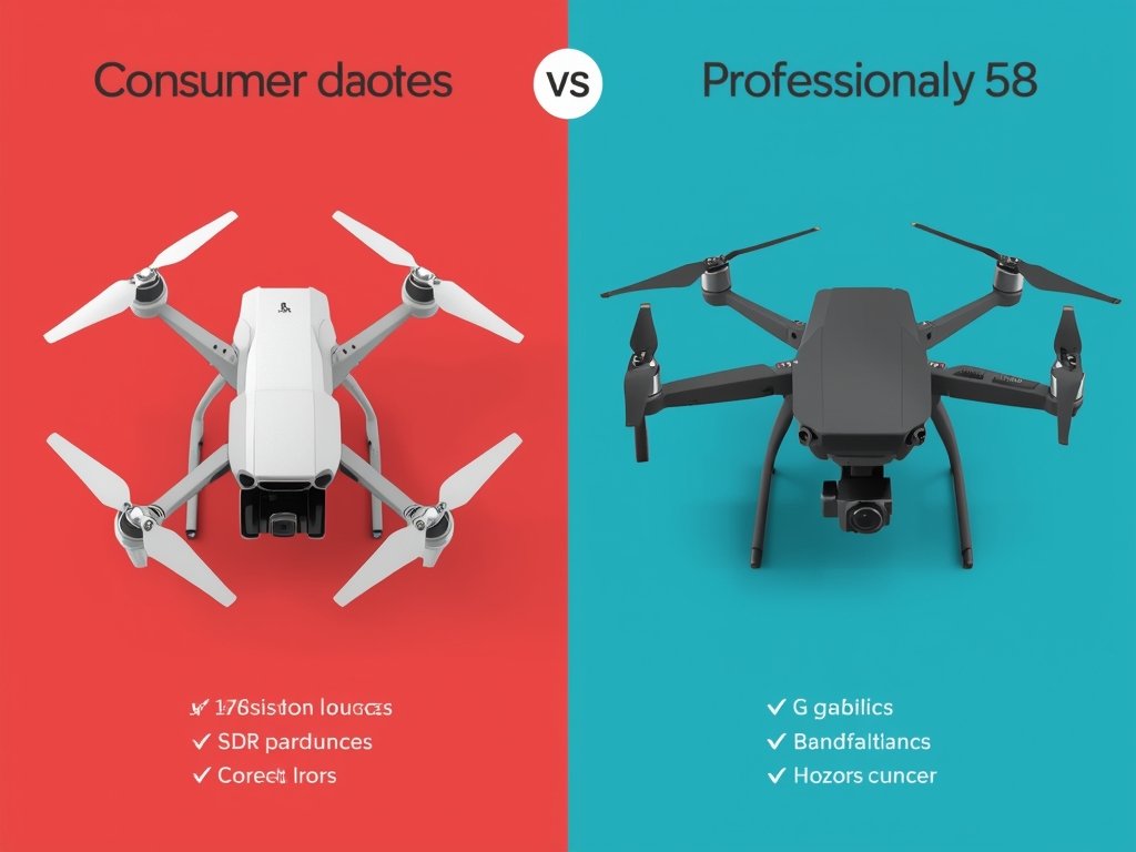 A side-by-side comparison of a consumer drone and a professional