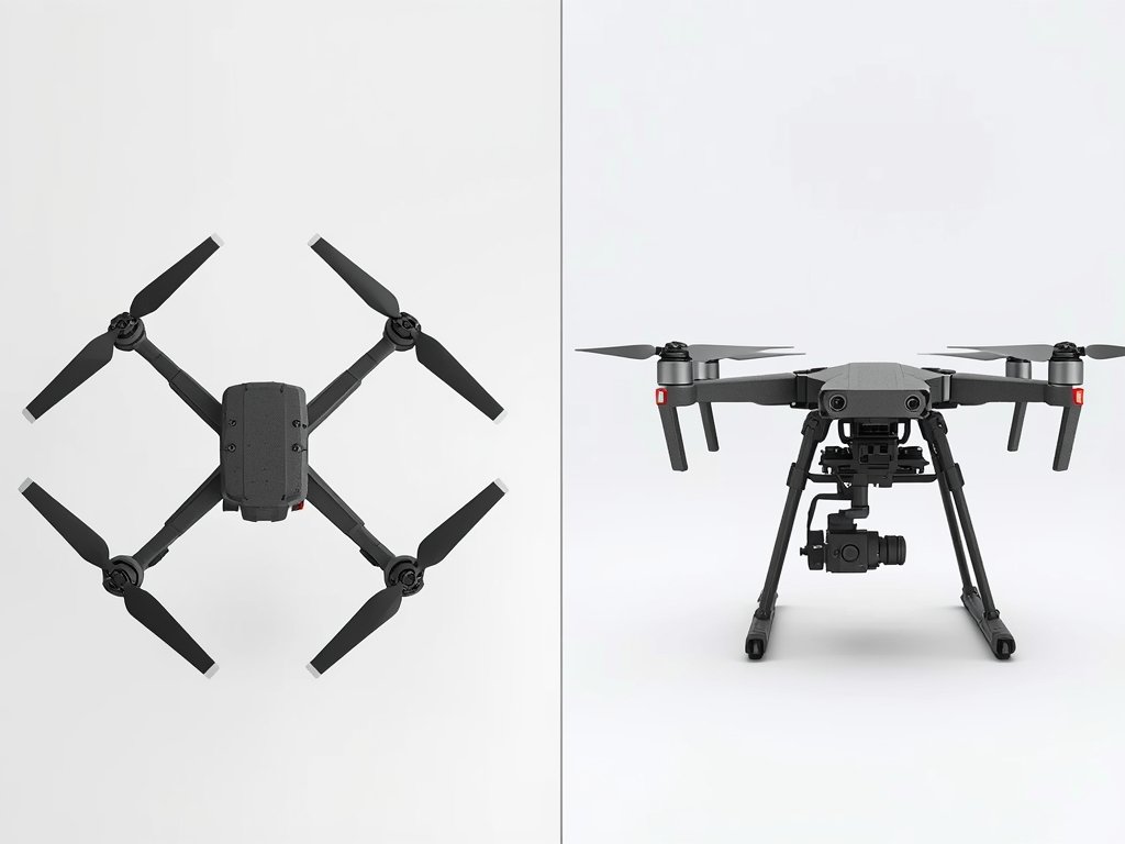 A side-by-side comparison of a standard drone and a heavy