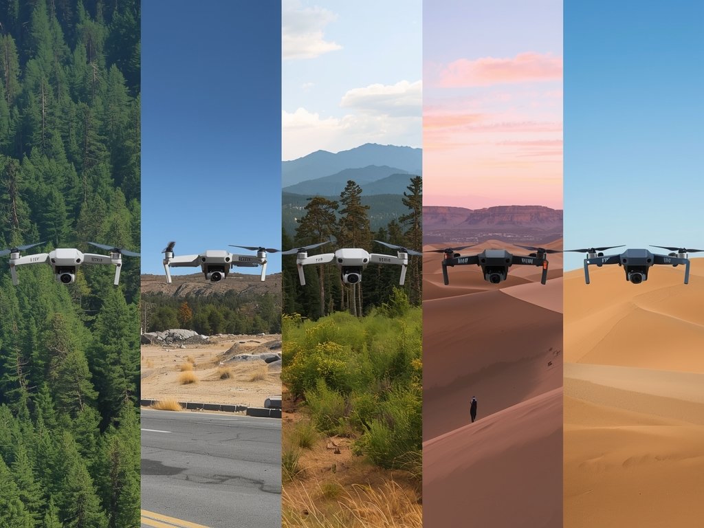 A side-by-side comparison of five popular travel drones, each showcased