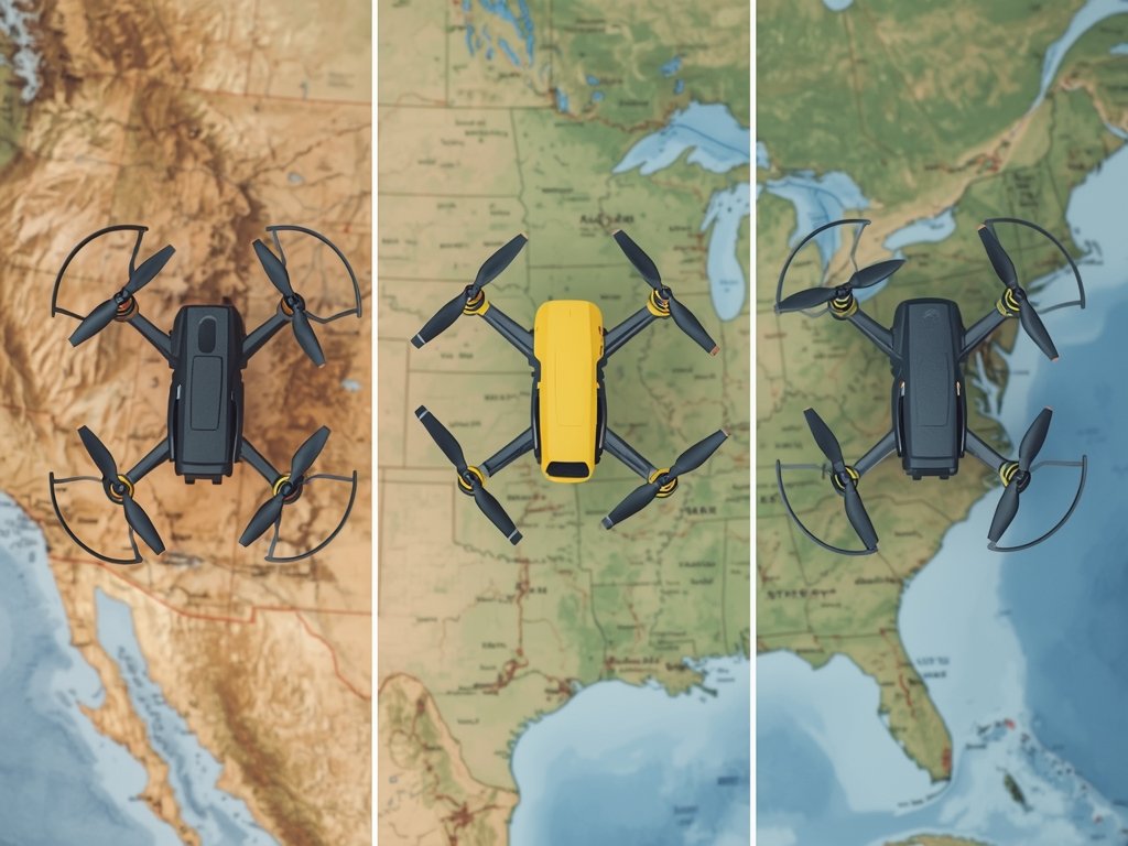 A side-by-side comparison of three beginner drones, each with a