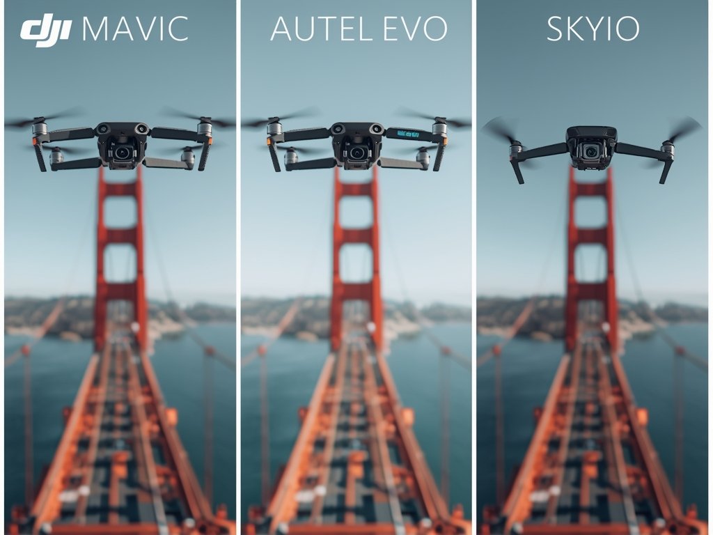 A side-by-side comparison of three popular drones (DJI Mavic, Autel