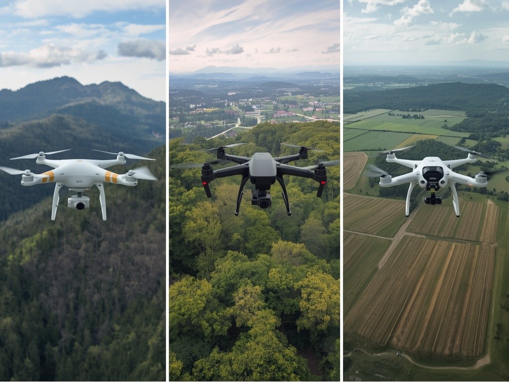 A side-by-side comparison of three popular surveying drones (DJI Phantom