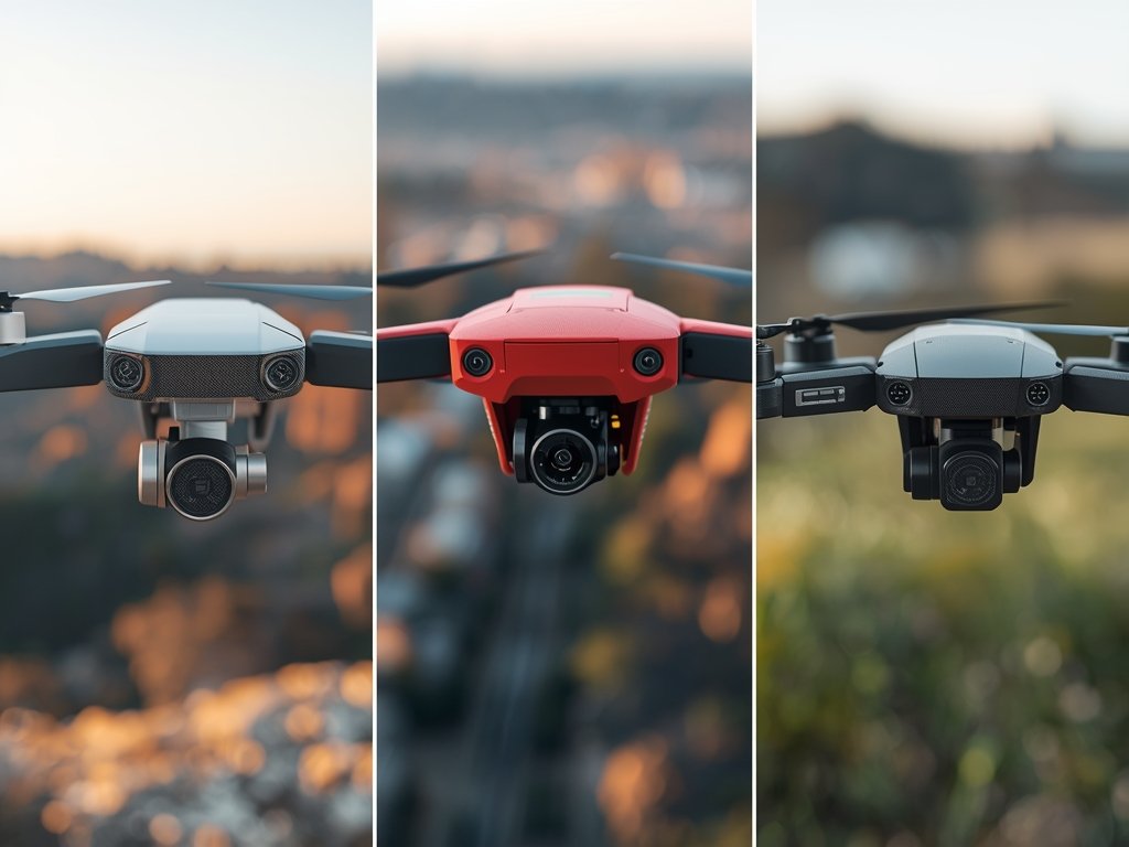 A side-by-side comparison of three popular follow-me drone models, showcasing