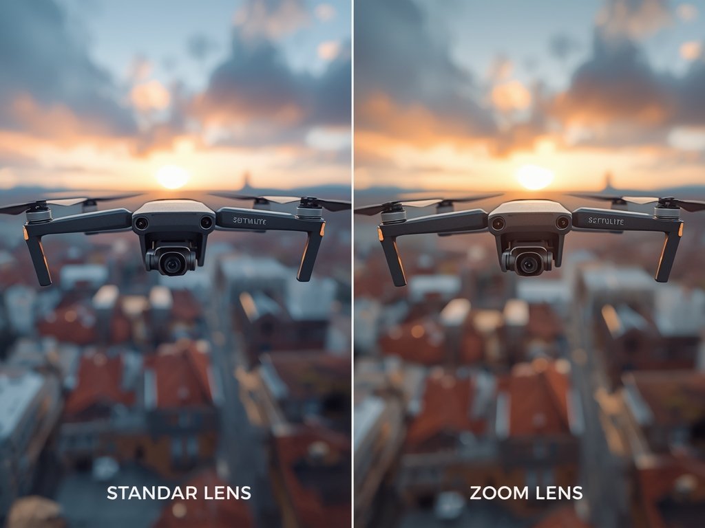 A side-by-side comparison of two drone photos: one with a