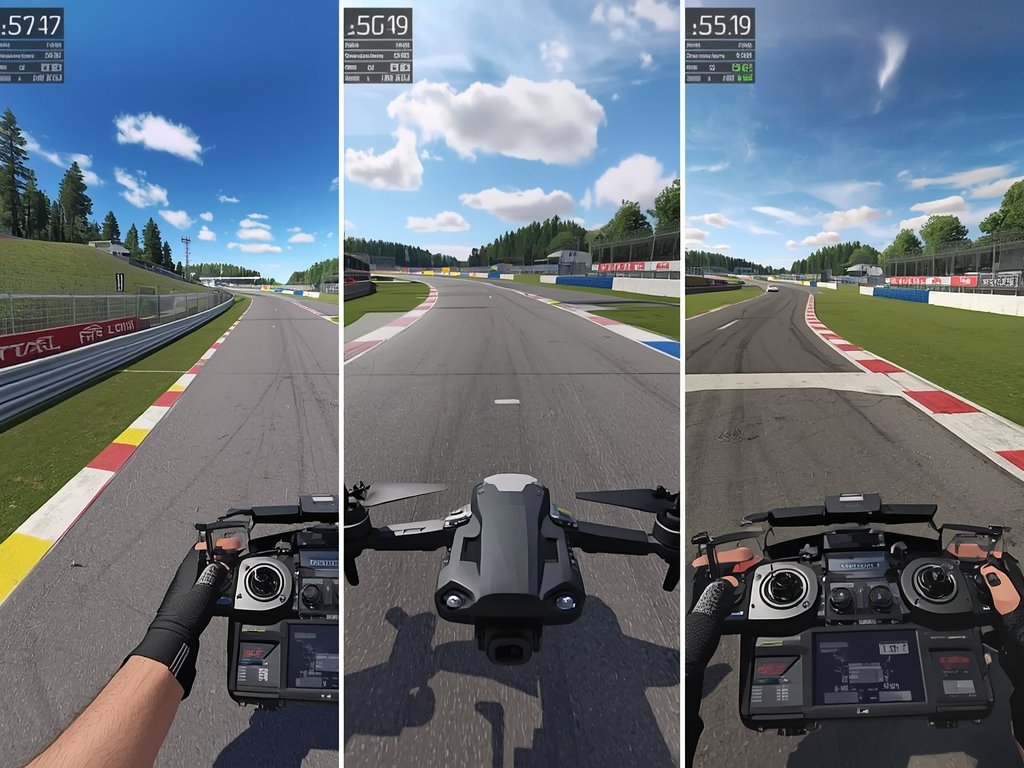 A split-screen comparison of three popular FPV drone simulators, showcasing