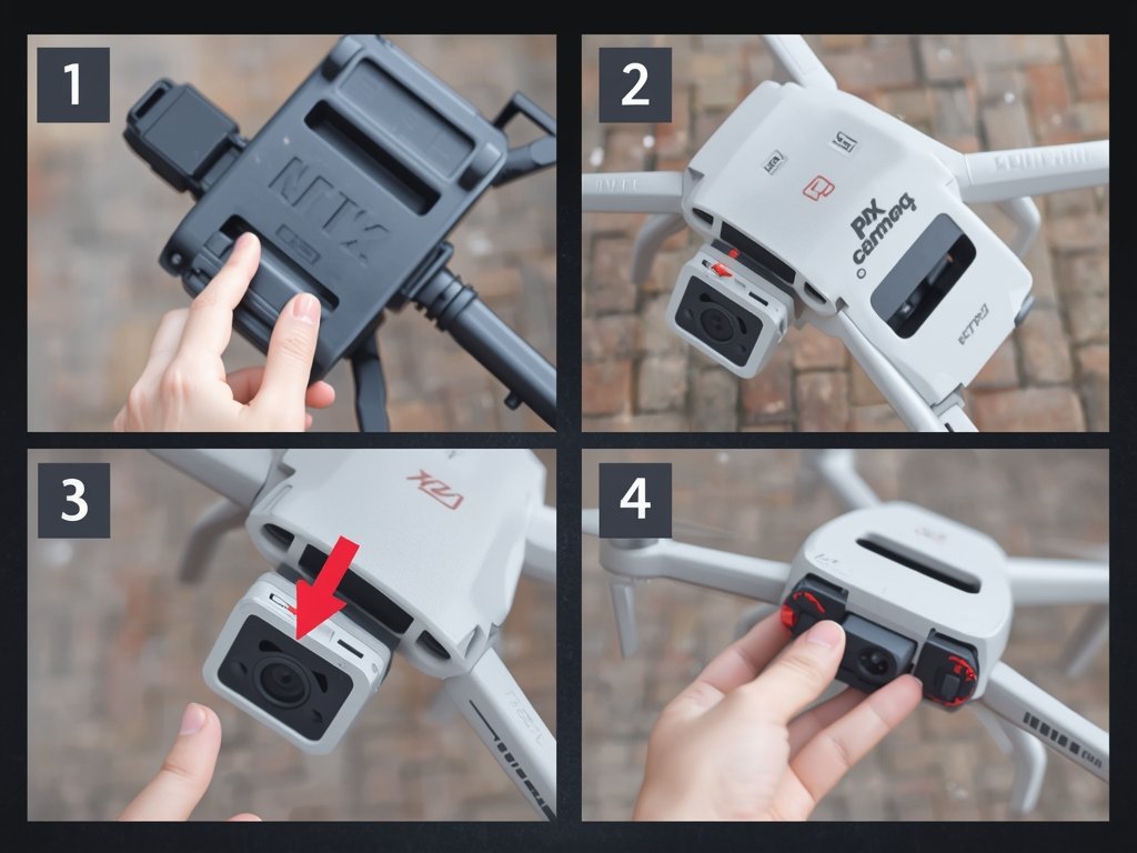 A step-by-step visual guide showing the assembly of an FPV
