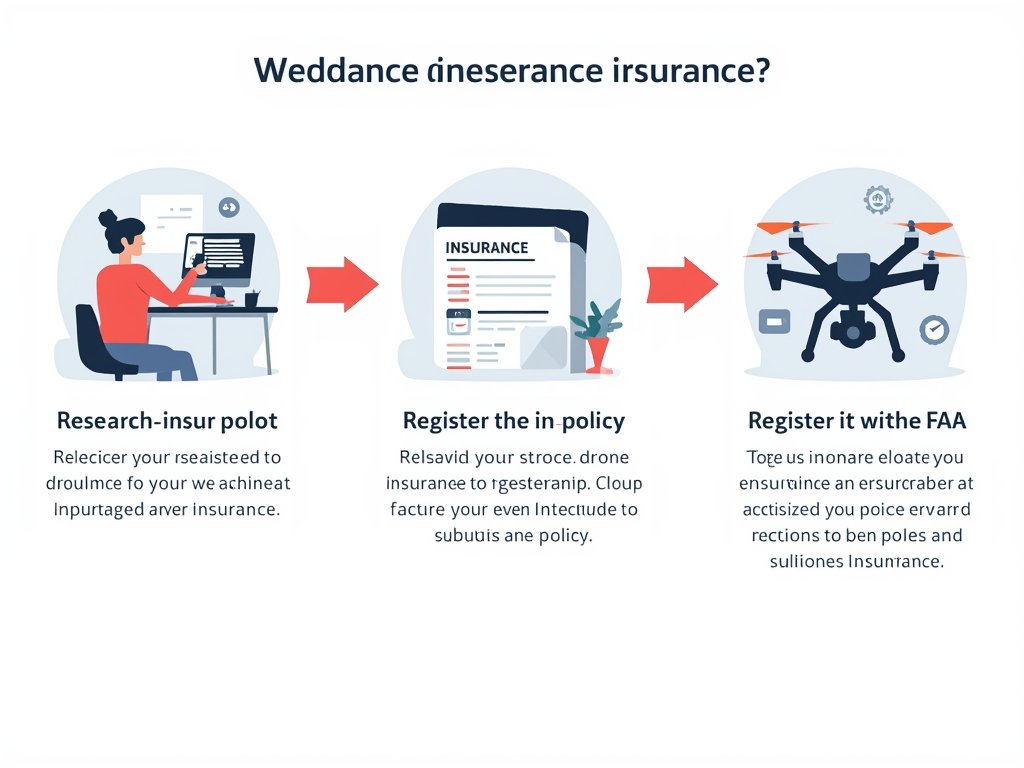 A step-by-step visual guide with illustrations showing a drone pilot