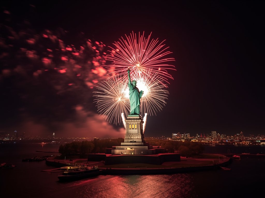 A stunning drone photo of a fireworks display over the