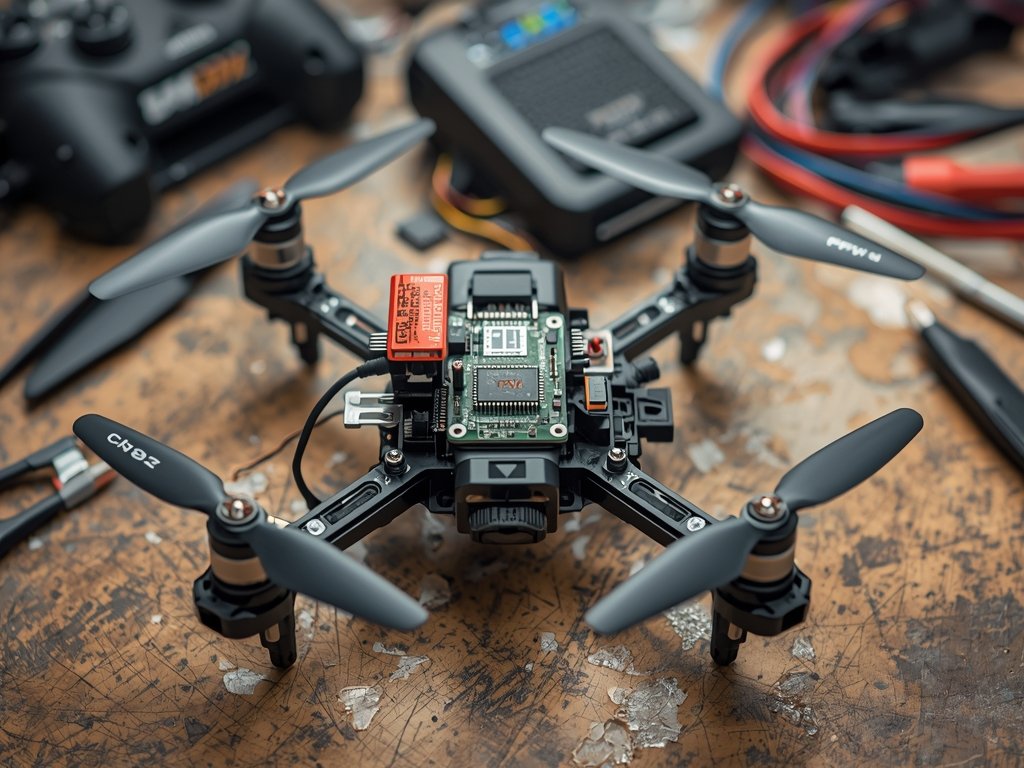 A time-lapse sequence of someone assembling an FPV drone, from