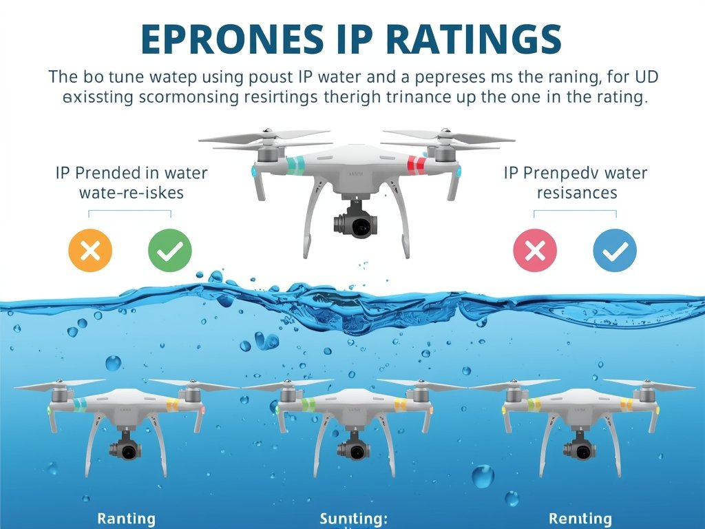 An infographic explaining IP ratings for drones, showing different levels