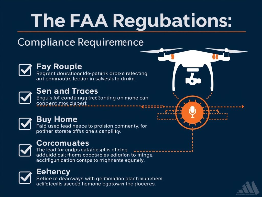 An infographic-style image illustrating the key FAA regulations governing commercial